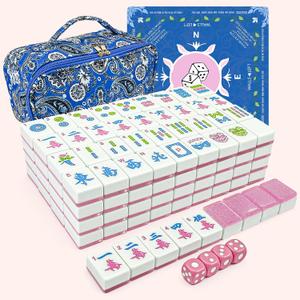 American Mahjong Tile Set, 166 Tiles (1.2), Mahjong Tile Set with Carrying Bag, Dice, Mat, Cute Mini Tiles, Portable Travel Complete Game Set for Home Outdoor Enthusiast Gift Starlight Pink, 0.5 inches x 0.8 inches x 1.2 inches