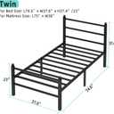 Twin Bed Frames with Headboard and Footboard, 14 Inch Metal Platform Twin Size Bed Frame with Steel Slat Support, No Box Spring Needed, Noise Free, Easy Assembly, Black