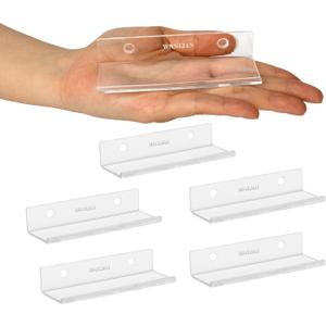 WANLIAN Clear Vinyl Record Shelf Wall Mount 6 Pack,vinyl holder wall,Acrylic Album Record Holder Display Your Daily LP Listening in Office Home (Clear)