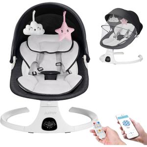 Baby Swing for Infants to Toddler Electric Newborn Swing with 5-Speed 3-Seat Positions 5-Point Carabiner,with Bluetooth Music 10-Preset Melodies, Indoor and Outdoor use (Black)