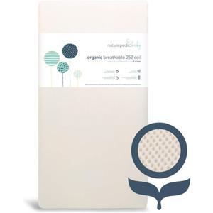 Naturepedic Organic Crib Mattress - 2-Stage 144 Coil Infant & Toddler Mattress with Protector Pad - Waterproof, Breathable & Non-Toxic for Baby and Toddler Bed