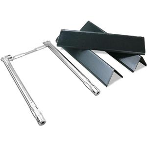 Uniflasy 7635 Flavorizer Bars and 69785 Grill Burner Tubes for Weber Spirit I & II 200 with Front Control, Spirit E210, E220, S210, S220, for Weber 15.3 Inch 7635 Flavor Bars and 69785 Burner Pipe