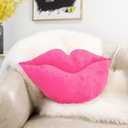 AELS 3D Lips Throw Pillows Smooth Soft Velvet Decorative Throw Pillows Love Pillows Cute Pillow 20 X 11 inches for Couch Sofa Bed Living Room Bedroom, Vivid Pink