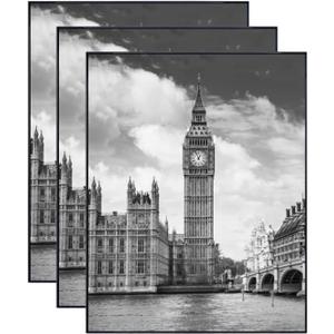 GOmaize Front Loading Black Picture Frame 11x14 Set of 3 Wall and Table Mounting