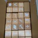 Peohud 26 PCS Wooden Alphabet Blocks, Cute ABC Building Blocks for Kids, Number Stacking Blocks, Preschool Educational Learning Toys with Shapes Objects on Every Side for Boys Girls