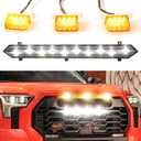 Front Bumper Grill LED Light Kit fit for Toyota Tundra for TRD PRO 2022 2023,LED Running Light Bar Assembly Without Steel Bracket,White LED Light Bar,3 Amber Spot Lights Kit