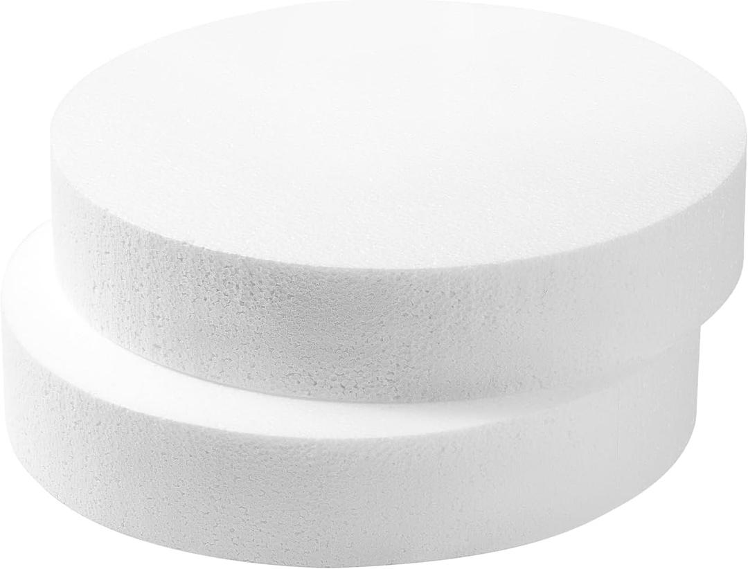 10 Inch Foam Circles for 2-Pack 2 Inch Thick, Crafts, Polystyrene Circles for DIY Crafts School Supplies Decorations(White)
