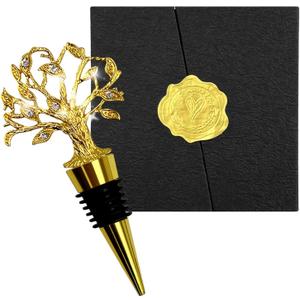 Daily Treasures Tree of Life Wine Stopper with Gift Box, Elegant Gold Champagne Bottle Stopper and Sealer, Gift Boxed Present for Christmas, Birthday, Housewarming, Mothers Day Fathers Day