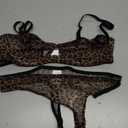 Lilosy Sexy Mesh Sheer Push Up Lingerie Set (Medium, Underwire Leopard)