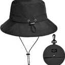 Waterproof Bucket Hat for Women and Men - UV Protection Beach Sun Hat Fishing Safari Boonie Hat Rain Hat Adjustable Packable (One Size)