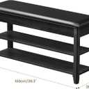 LBT Shoe Bench with Storage, Solid Rubberwood Shoe Storage Bench with Cushion, 2-Tier Shoe Rack for Entryway, Shoe Rack Bench with Deep Hidden Compartment and Stay-Open Hinge, 550lb Capacity Black, 39.4 inch