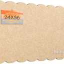 Lightomorrow Scalloped Bulletin Board, 36 x 24 Inches Felt Pin Board - Decorative Cork Alternative for Wall, Foldable Picture Self-Adhesive Vision Prayer Board with 20 Pushpins - Beige Brown, 3624 inches
