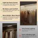 EZVALO 17-Inch Motion Sensor Closet Lights, 3600mAh Rechargeable Battery LED Cabinet Lights, 150 Lumens No-Glare Curved, 3 Color Temps & Dimmable Pantry Lights for Wardrobe, Shelves - 2 Pack