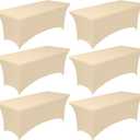 Pureegg Spandex Tablecloth 6ft - 6 Pack, Fitted and Stretch Table Cover for Rectangle Tables, Wrinkle-Resistant and Secure Fabric for Outdoor, Picnic, Party, Wedding, Banquet and Birthday, Champagne