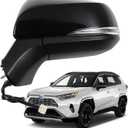 Marretoo for Toyota RAV4 Side Mirror Assembly 2019 2020 2021 2022 2023 2024 | Power | Heated | Turn Signal | BSM (Blind Spot Monitoring) | Replaces TO1320384, TO1320388| Black (BLACK, Driver Side)