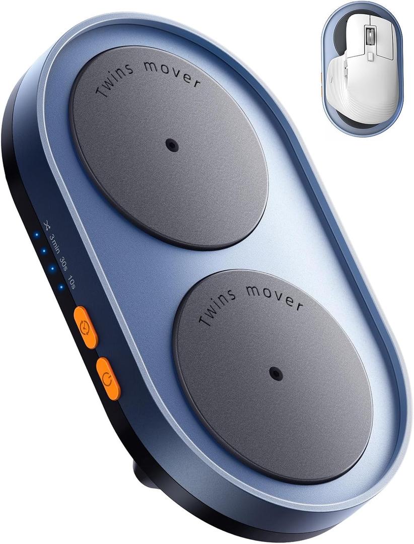 Dual Turntable Mouse Jiggler Silent Mechanical Movement with Random Function, Undetectable Mouse Mover, Timer, Keep Computer Awake