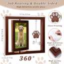 Wenqik Dog Memorial Picture Frame for Loss Rotating Wooden Paw Frame with Dog Bone Charm Holds 4 x 6 Photo Cat Pet Remembrance Sympathy Gift for Family and Friends