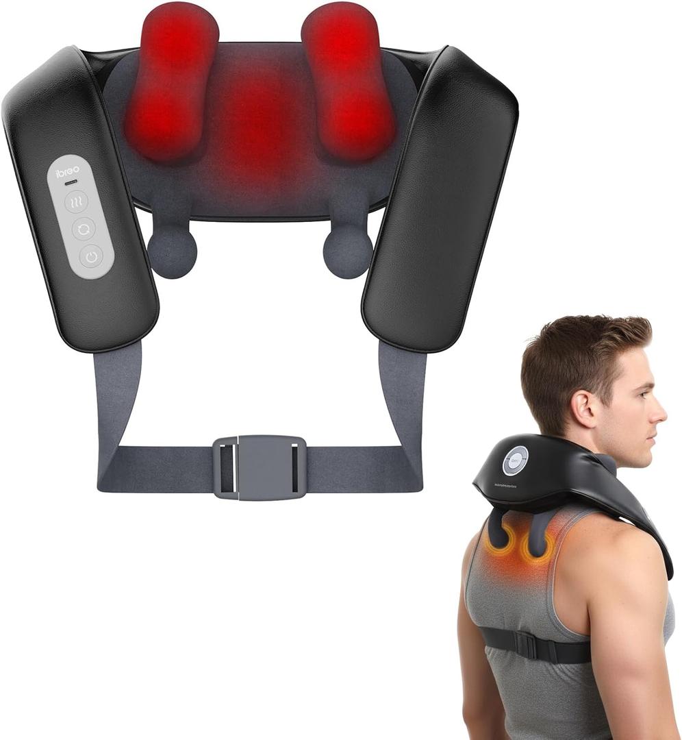 Shiatsu Neck and Back Massagers with Heat, 150 Mins Uses, 4 Modes & Adjustable Massage Head, Electric 3D Deep Tissue Kneadin for Shoulder, Leg, Muscle Soreness, Pain Relief, Relaxation for Women, Men (Black)