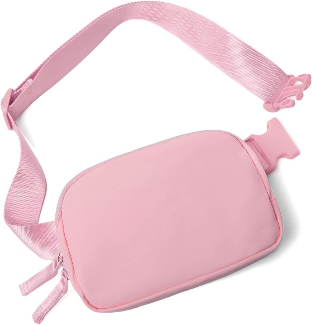 Belt Bag for Women Two-Way Zipper Fanny Pack Crossbody Bags for Women Fashion Waist Packs Cross Body Fanny Pack with Adjustable Strap Gifts for Teen Girls (Pink)