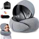 Travel Neck Pillows for Airplanes – Sleep Comfortably on Long Flights, Roadtrips, Home or Office. All-in-One Travel Sleep Kit with Hood, Eyemask and Earplugs
