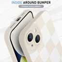 KANGHAR Compatible with iPhone 14 Case, Silicone Checkered Cute Pattern, Camera Protection Soft Slim Phone Case for Girls Women -White