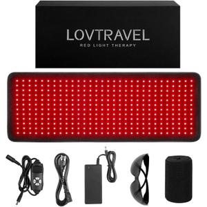 LOVTRAVEL 360pcs LED 660nm Red Light and 850nm Near Infrared Light Therapy Devices Mat Large Wearable Pads Wrap for Body Pain Relief (Size 31.88'' x 11.81'' XX-Large)