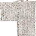 Creative Co-Op Braided Bankuan and Rattan Stair Basket with Whitewash Finish and Handles, White