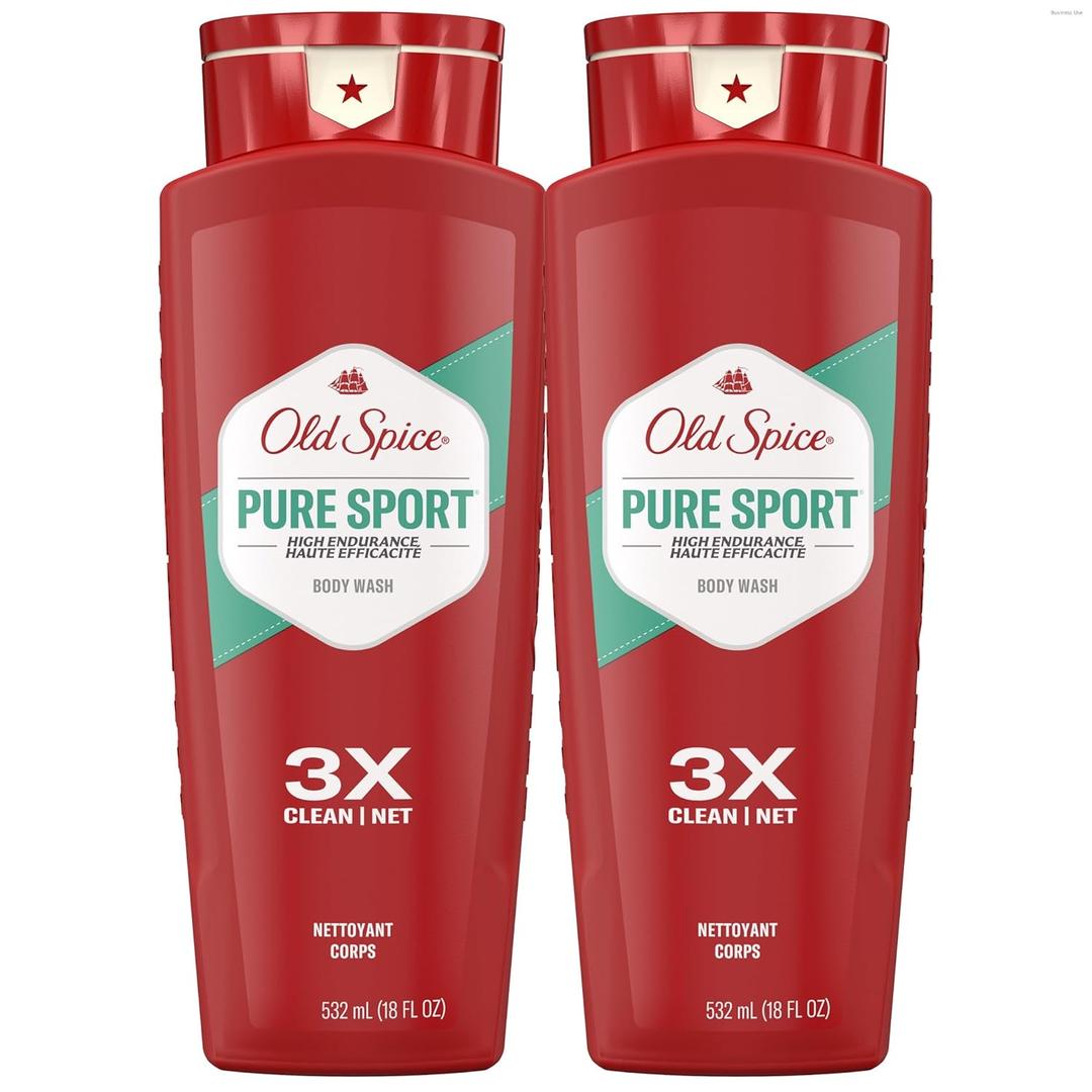 Old Spice Refreshing Body Wash for Men, High Endurance, 3X Defense, 24/7 Shower Fresh with Long Lasting Scent, Pure Sport Scent, 24 oz (Pack of 2)