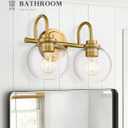 Bathroom Light Fixtures, 2-Light Brushed Gold Vanity Lights with Globe Clear Glass, Champagne Bronze Vanity Lighting Fixtures Over Mirror, AD-22280-2W-GD