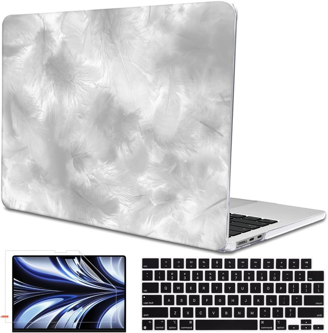 for MacBook Air 13 Inch Case 2026 2025 2024 2023 2022 Release M5 A3449 M4 A3240 M3 A3113 M2 A2681, Scratch Resistant Plastic Hard Shell Case for 2026 MacBook Air 13.6 M5, Gray Feather