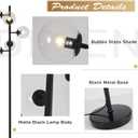 KCO Lighting 5 Light Globe Floor Lamp Black Tall Floor Lamp Mid Century Modern Floor Light Contemporary Standing Lamps for Living Room Bedrooms Office
