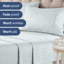 Striped Sheets - Blue & White Striped Sheets - 1 Flat & 1 Fitted & 2 Pillowcases w/ Deep Pockets Comfy, Wrinkle & Fade Free - Soft, Breathable & Cooling - Luxury Pinstripe Bedding - King Size Set