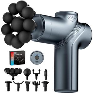LEERCON Massage Gun Deep Tissue, Back Massager for Pain Relief, Silent Mini Muscle Massager with 9 Massages Heads Birthday Gifts for Men Women Dad Him (Blue)