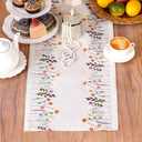ARTABLE Lace Tablecloth - Linen Color Embroidery Country Farm Elegant Coffee & Dining Tablecloth (14 x 36 Inch, Colorful Plants)