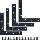 Alise Flat L Brackets for Wood,Black Flat Corner Brace Corner Brackets for Wood Frame Tables Chairs Sofas Beds Cabinets Doors and Windows,6x6 Inch Stainless Steel Mending Plates,Pack of 4