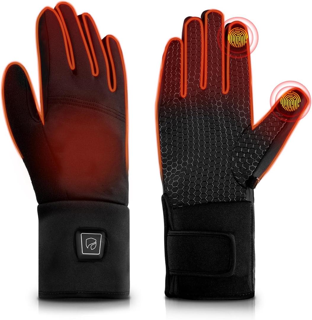 DR.PREPARE Thin Heated Gloves for Men Women, 3200mAh Rechargeable Electric Battery, Heated Motorcycle Work Gloves Liners, Touch Screen Gloves Winter Hand Warmer for Hunting Skiing Snowboarding, Large