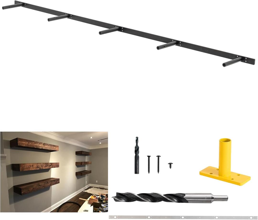 69 inches, Heavy-Duty Floating Shelf Bracket, Hidden Shelf Bracket for Fireplace Shelves, Installed on Studs, max Load of 210 pounds, Hidden Bracket for Shelves 69 inches, (with Ease kit)