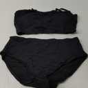 Tempt Me Women Bandeau Bikini Set Strapless High Waisted Two Piece Swimsuit Longline Bathing Suits (X-Large, Black)