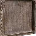 MAONAME Wood Serving Tray, Farmhouse Wooden Tray for Coffee Table, Rustic Square Trays with Beads, Vintage Brown Decorative Trays for Living Room, Kitchen, 12" X 12" X 1.6"