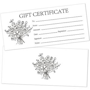 Blank Gift Certificates, 25 Bouquet Gift Certificate Cards for Business, Spa, Salon, Massage, Restaurants, Custom Client Vouchers for Birthday, Work Card -01