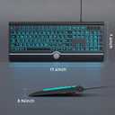 Large Print Backlit Computer Keyboard, 7-Color Backlit Keyboard with Wrist Rest, USB Plug-and-Play, Oversize Letters Keys Easy to See and Type, Wired Light Up Keyboards for Laptop, PC, Gaming