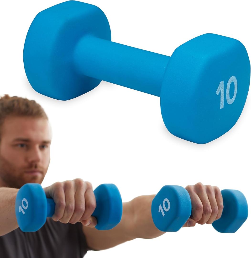 Gaiam Dumbbell Hand Weight (Sold in Singles) - Neoprene Coated Exercise & Fitness Dumbbell for Home Gym Workouts and Strength Training - Free Weights for Women and Men (10lb)