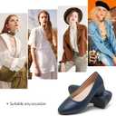 Hash Bubbie Women's Loafers Slip On Shoes Chunky Low Block Heels Closed Toe Pumps Office & Wedding Comfortable Dress Shoes (Navy, US10)