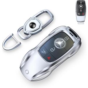 for Benz Key Fob Cover,Fit A B C E G S R Class SL SLC CLS CLA GLB GLC GLE GLS AMG CLK ML SLK Key Case Shell (Fashion Silverfor Benz-A)