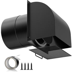 [Upgraded] Hon&Guan 6 Inch Hooded Wall Vent with Magnetic Seal Flap and Removable Mesh, Arc-Shaped 6'' Exhaust Vent Cover Cap for Kitchen Range Hood/Dryer/Bathroom Exhaust(Galvanized Steel, Black)