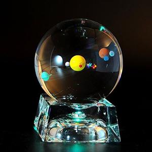 Set of 2Pack, Vanory Crystal Ball - Galaxy Balls for Kids with LED Lamp Base, Clear 80mm(3 inch) Galaxy Glass Art for Kids Birthday Gifts, Teacher Gifts, Valentine's Day and Birthday
