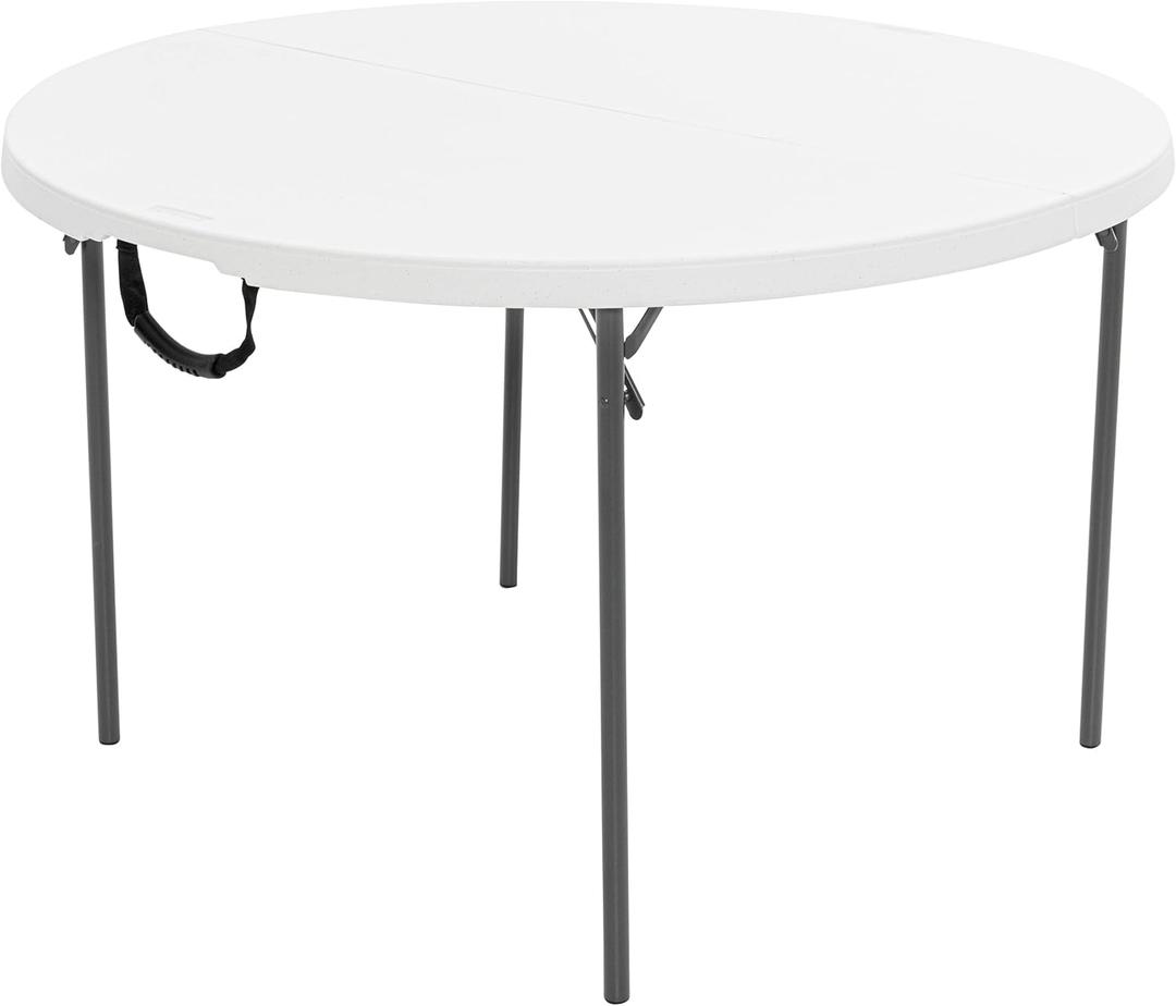 Lifetime Light Commercial Fold-in-Half Round Table, 4-Foot (Single Pack, White Granite)