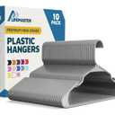 Lifemaster Plastic Clothes Hangers  Heavy Duty Hanger Set, for Organizing Clothes, Dresses, and Coat, Holds Up to 5 lbs, Space-Saving Hangers with Non-Slip Shoulder Grooves, Pack of 10, Gray