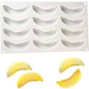 OCPO KITCHEN 3D Banana Shape Silicone Molds for Baking Mousse Cake, 3D Silicone Baking Mold for Candy Pastry Chocolate Truffle Cupcake Jelly Cookie Pudding Cake Decoration Mold, 12-Cavity OCPO KITCHEN 3D Banana Shape Silicone Molds for Baking Mousse Cake, 3D Silicone Baking Mold for Candy Pastry Chocolate Truffle Cupcake Jelly Cookie Pudding Cake Decoration Mold, 12-Cavity