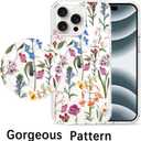 KANGHAR Magnetic Made for iPhone 16 Pro Case Clear Compatible with MagSafe Flowers Floral Pattern Soft TPU Bumper Shockproof Anti-Scratch Phone Cover for iPhone 16 Pro Cases(B)